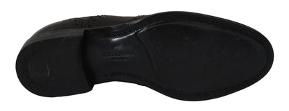 Chaussures Richelieu en cuir bleu Dolce & Gabbana avec bout golf fleuri