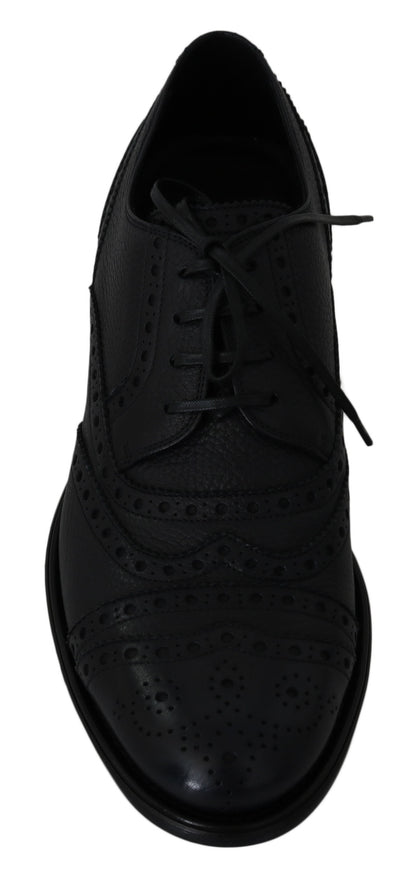 Chaussures Richelieu en cuir bleu Dolce & Gabbana avec bout golf fleuri