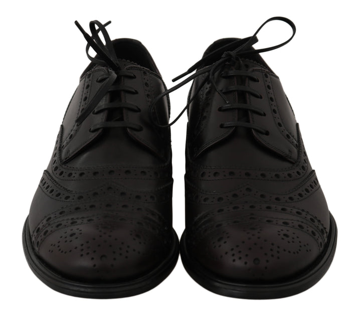 Zapatos de vestir Oxford Wingtip de cuero negro Dolce & Gabbana