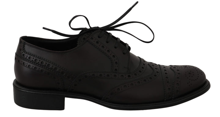 Zapatos de vestir Oxford Wingtip de cuero negro Dolce & Gabbana