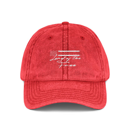 Hecho en EE. UU. | Gorra vintage desgastada con la bandera estadounidense "Land of the Free" | Gorra de béisbol bordada
