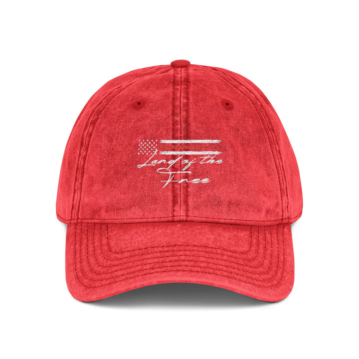 Fabriqué aux États-Unis | Casquette Vintage Drapeau Américain Vieilli "Terre des Hommes Libres" | Casquette de Baseball Brodé
