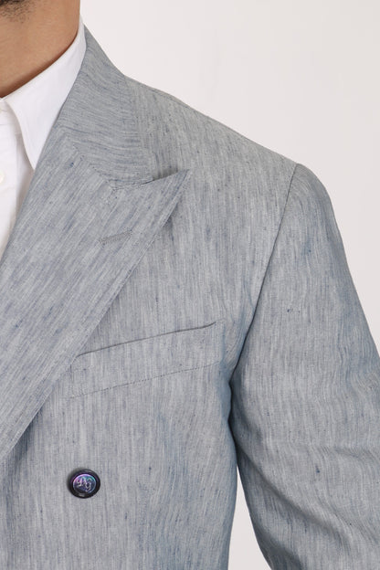 Dolce & Gabbana Bleu Lin NAPOLI Veste Manteau Blazer