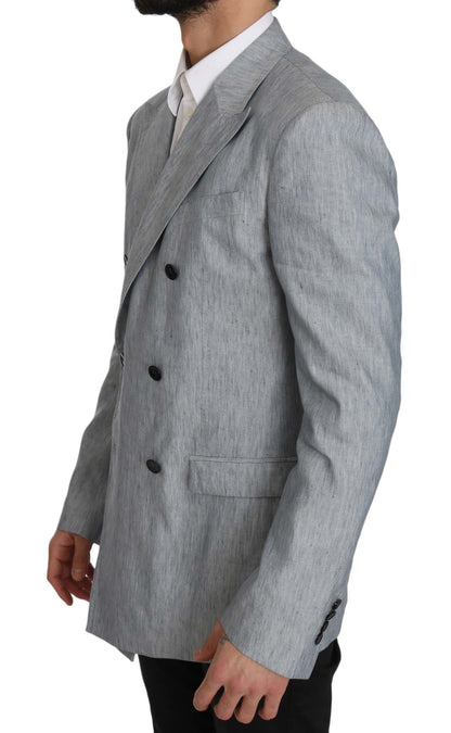 Dolce & Gabbana Bleu Lin NAPOLI Veste Manteau Blazer