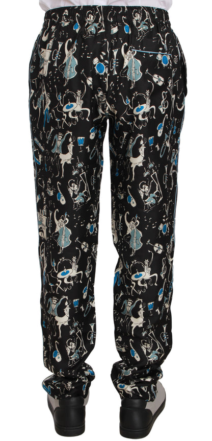 Pantalon de pyjama Dolce & Gabbana noir motif instruments de musique