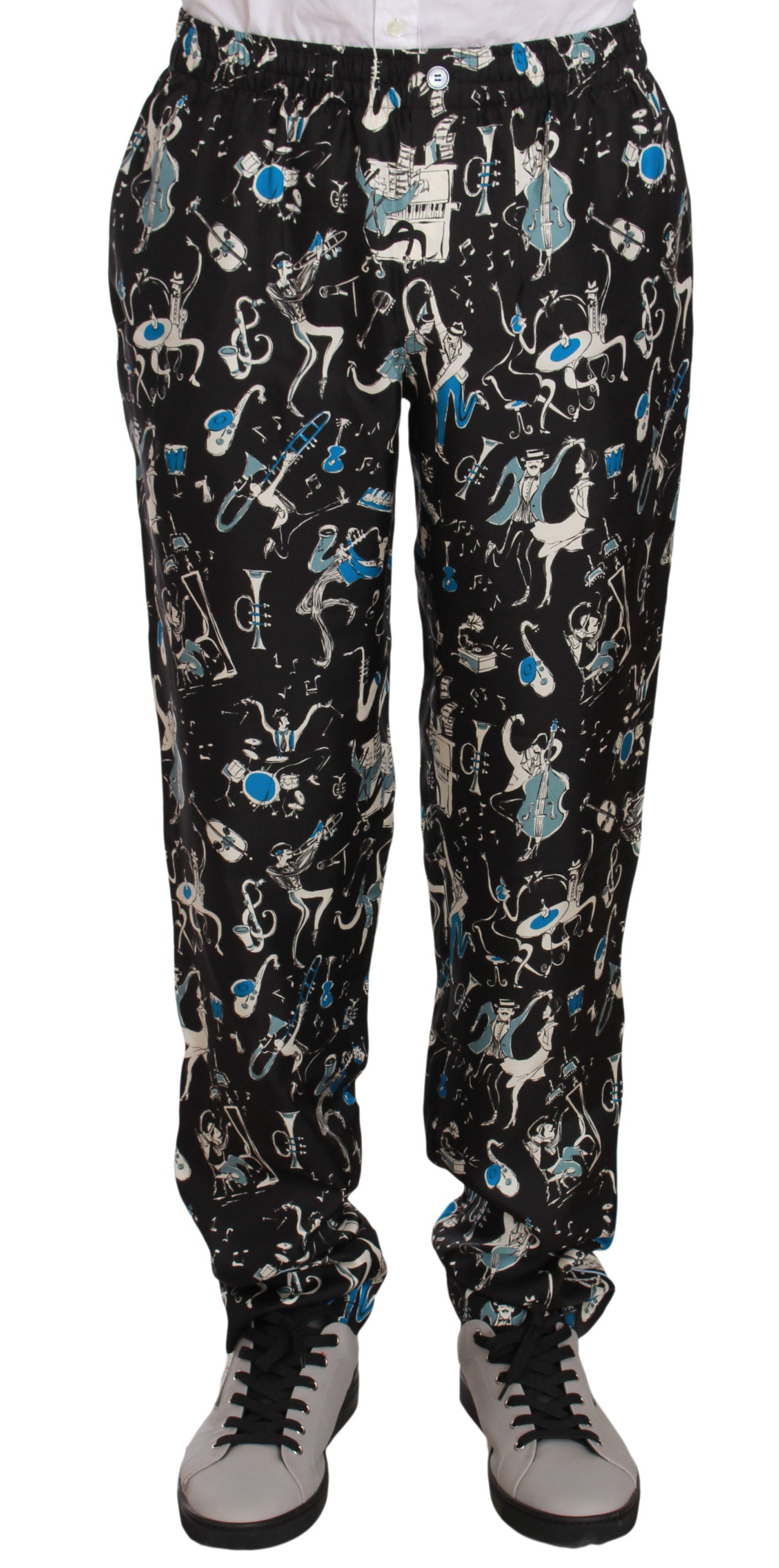 Pantalon de pyjama Dolce & Gabbana noir motif instruments de musique