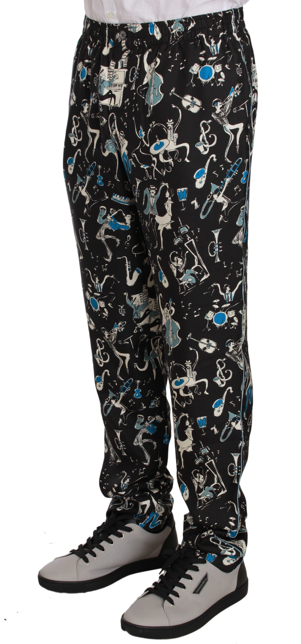 Pantalon de pyjama Dolce & Gabbana noir motif instruments de musique