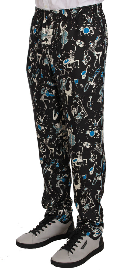 Pantalon de pyjama Dolce & Gabbana noir motif instruments de musique