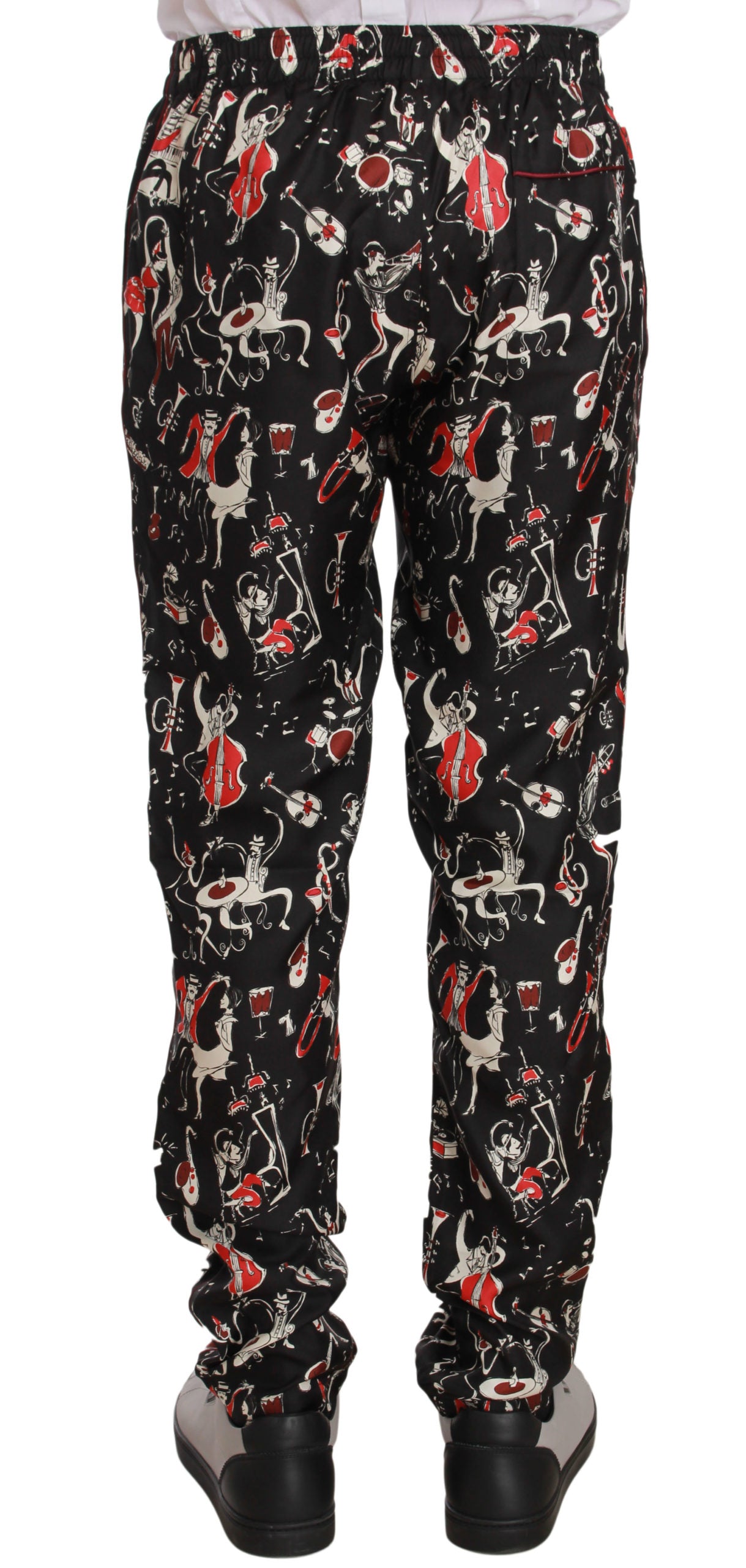 Pantalones de pijama de Dolce & Gabbana rojos con estampado de instrumentos musicales