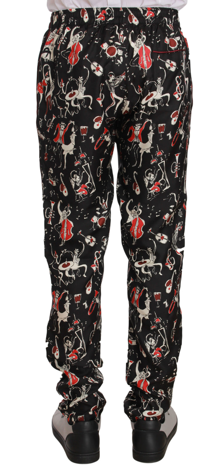 Pantalones de pijama de Dolce & Gabbana rojos con estampado de instrumentos musicales