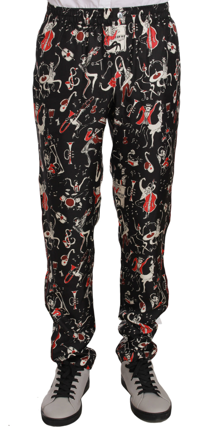 Pantalones de pijama de Dolce & Gabbana rojos con estampado de instrumentos musicales