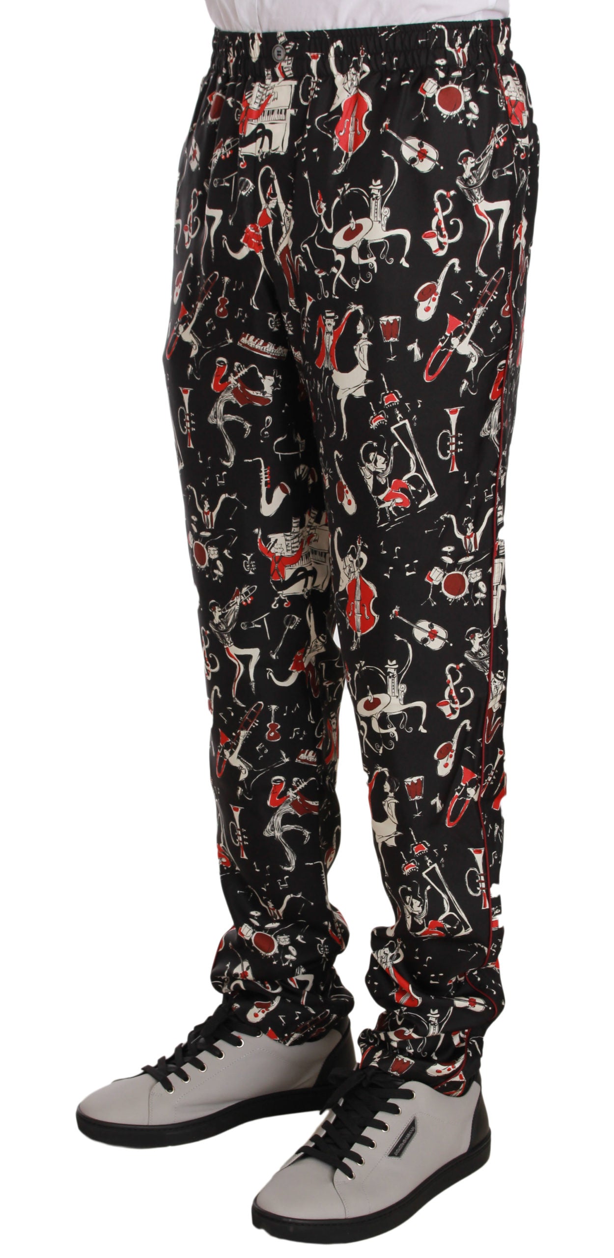 Pantalones de pijama de Dolce & Gabbana rojos con estampado de instrumentos musicales