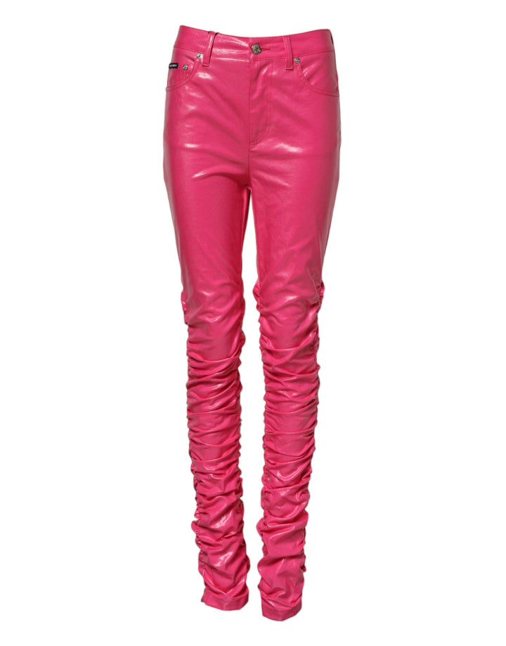 Vaqueros pitillo de mezclilla de algodón rosa de cintura alta Dolce & Gabbana