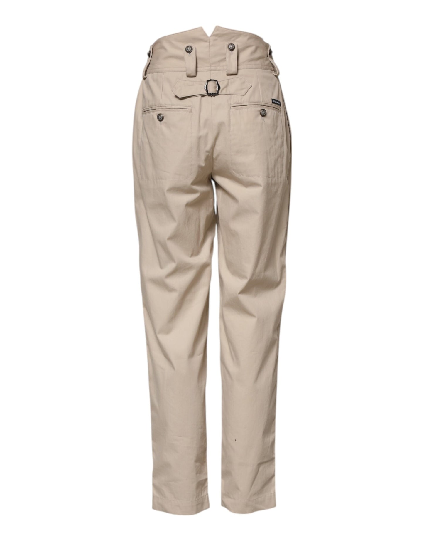 Pantalones beige de algodón de tiro alto de Dolce & Gabbana