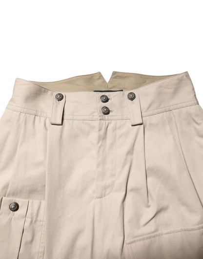 Pantalones beige de algodón de tiro alto de Dolce & Gabbana