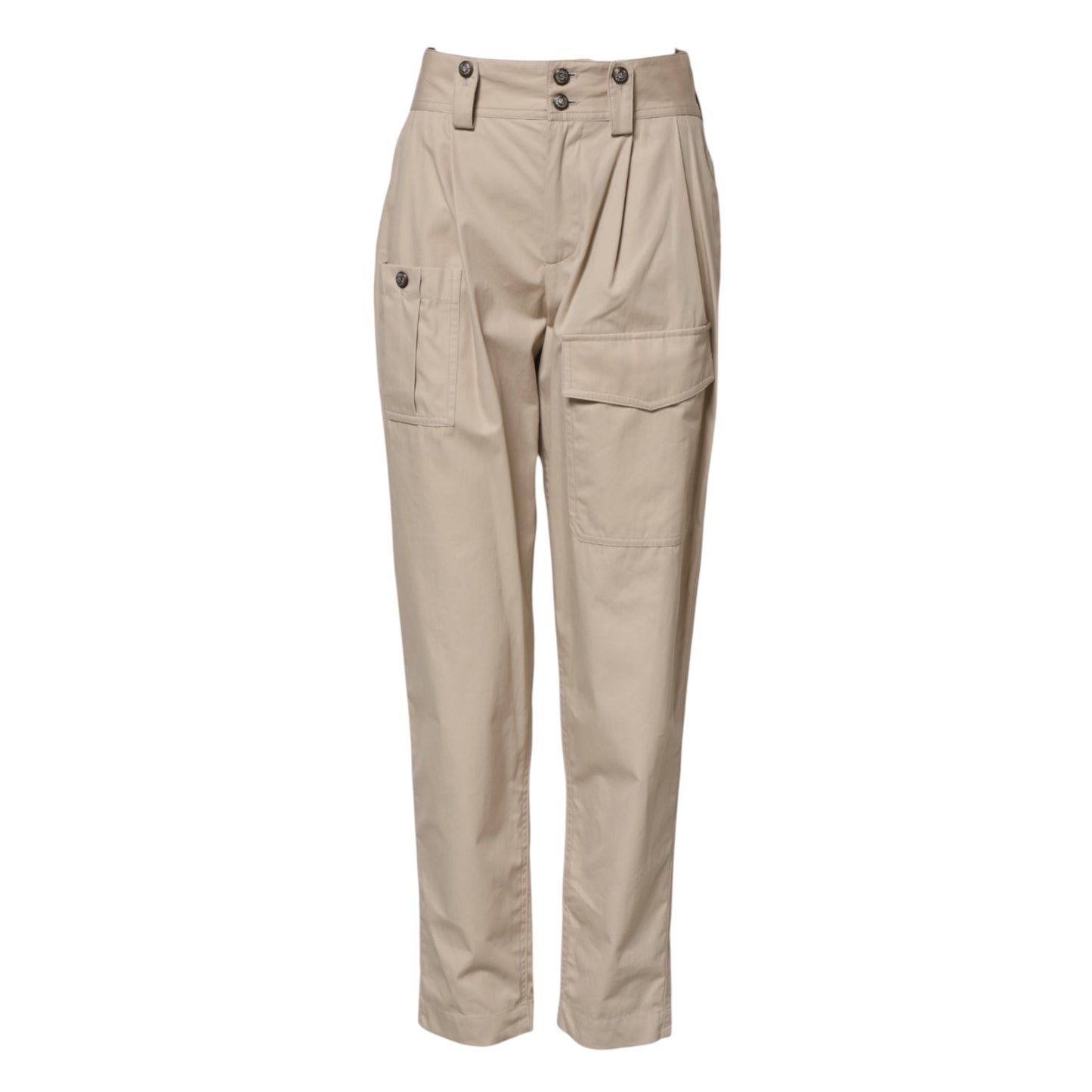 Pantalones beige de algodón de tiro alto de Dolce & Gabbana
