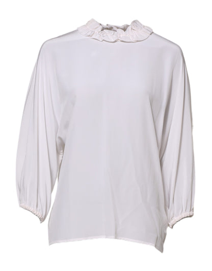 Blusa con cuello con volantes de Dolce & Gabbana blanca