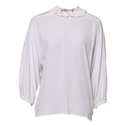 Blusa con cuello con volantes de Dolce & Gabbana blanca