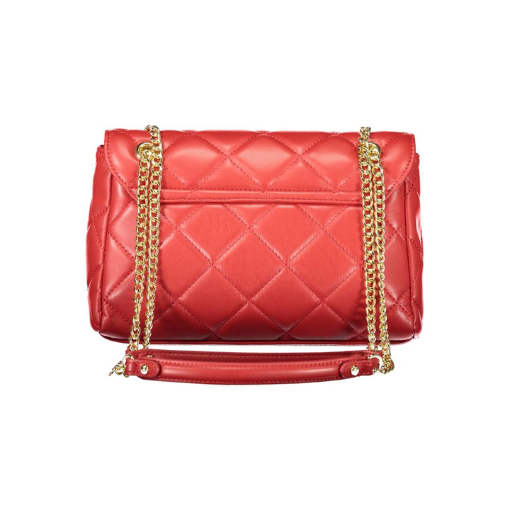 Mario Valentino Rosso Polyurethane Women's Bag with Chain and Internal Pockets