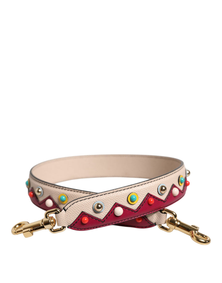 Bandoulière en cuir beige et rouge pour sac à main Dolce & Gabbana