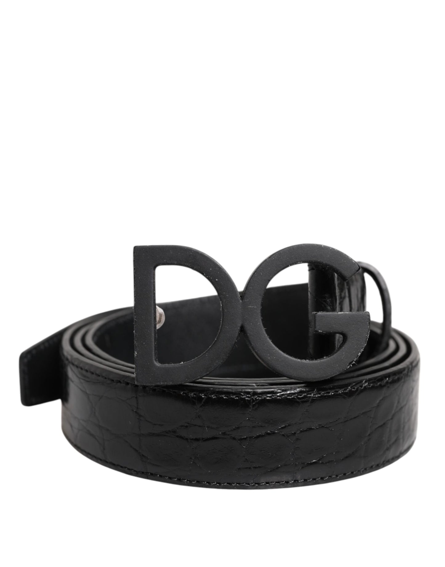 Ceinture Dolce & Gabbana en cuir noir avec boucle classique DG en métal