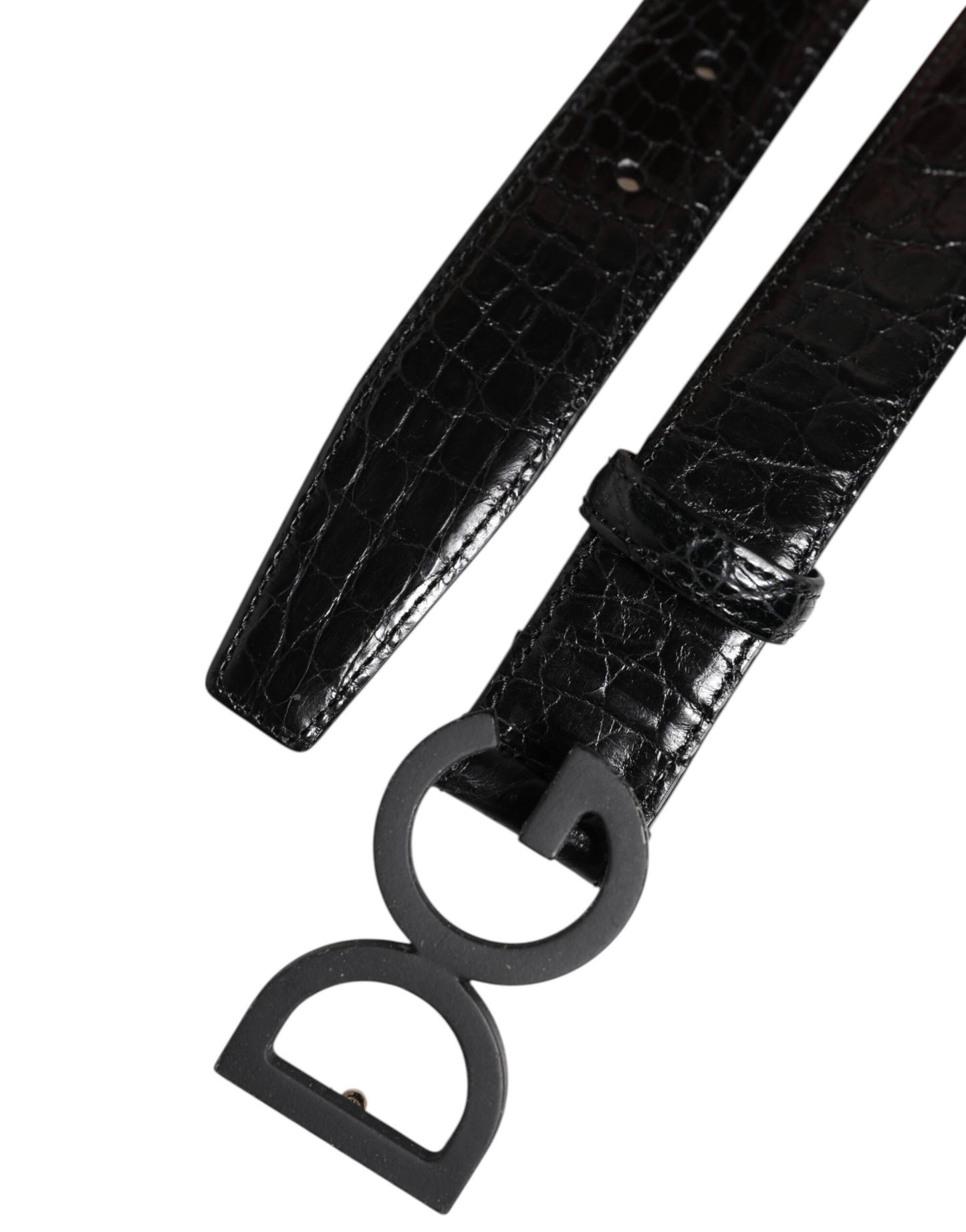 Ceinture Dolce & Gabbana en cuir noir avec boucle classique DG en métal