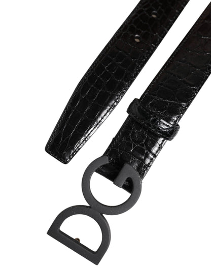 Ceinture Dolce & Gabbana en cuir noir avec boucle classique DG en métal