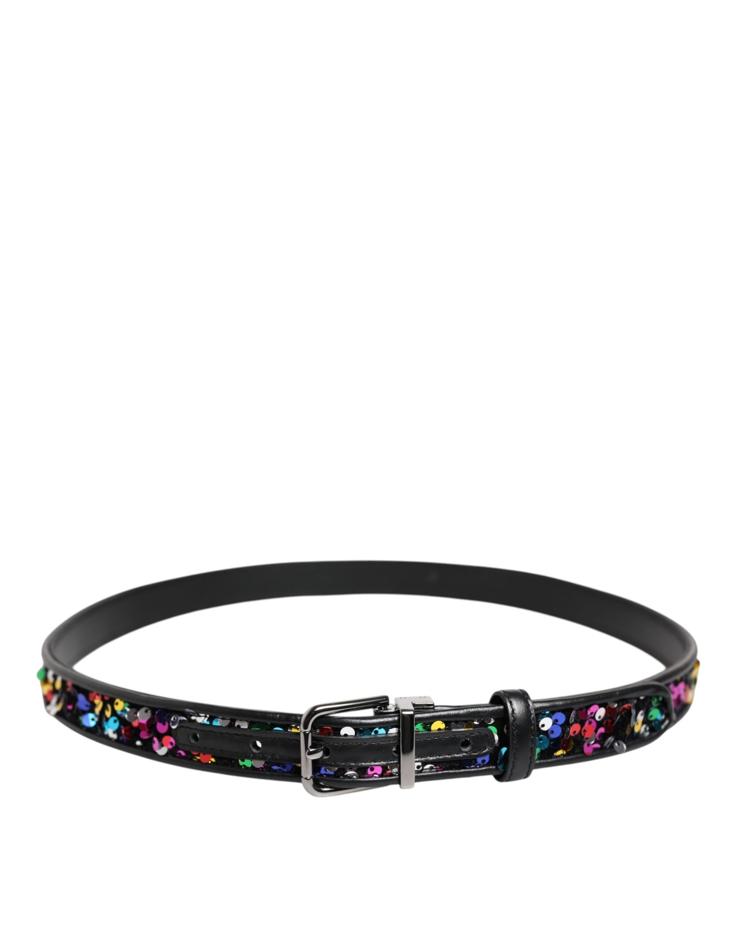 Cinturón Dolce & Gabbana negro con lentejuelas y hebilla de metal