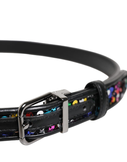 Cinturón Dolce & Gabbana negro con lentejuelas y hebilla de metal