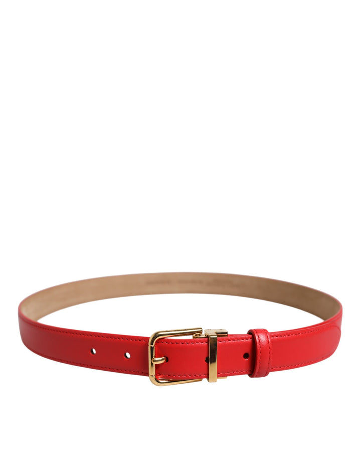 Ceinture Dolce & Gabbana en cuir rouge et boucle en métal doré