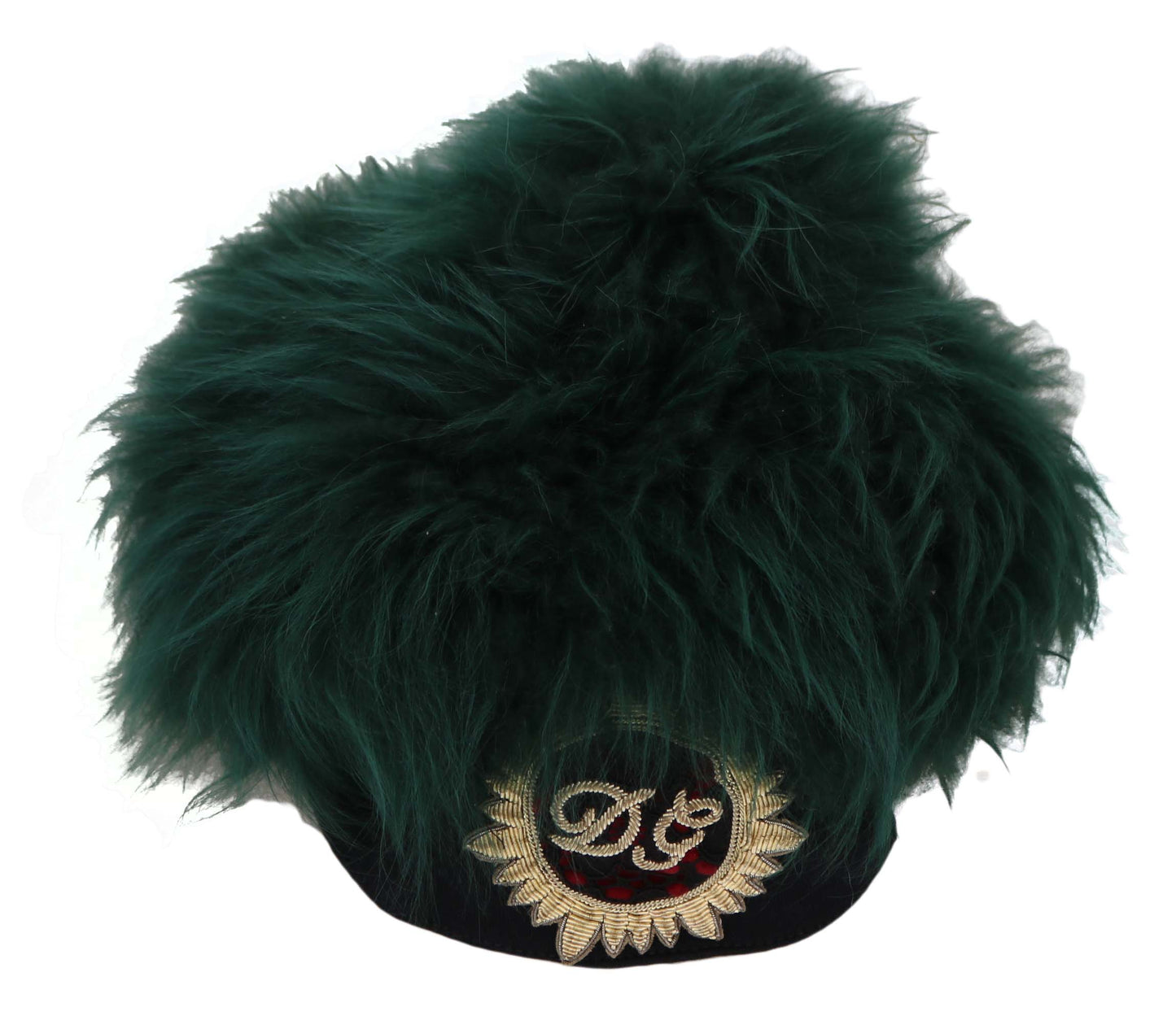 Chapeau cloche Dolce & Gabbana vert en fourrure brodé du logo DG