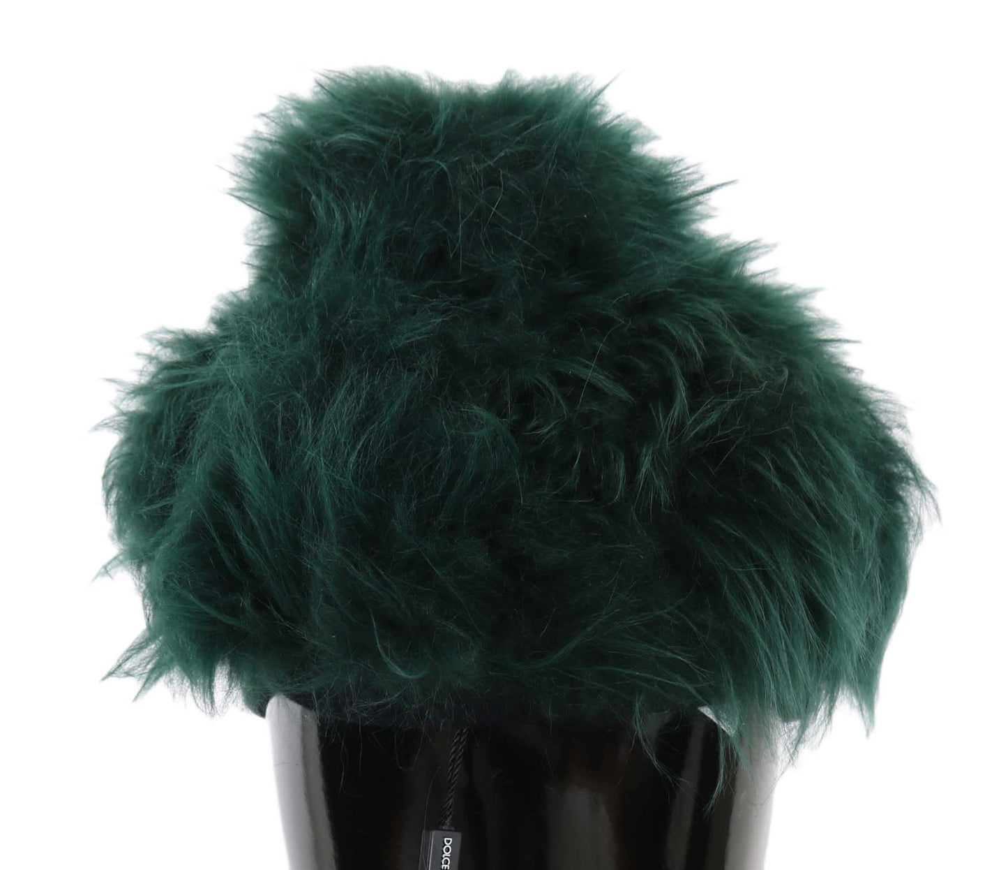 Chapeau cloche Dolce & Gabbana vert en fourrure brodé du logo DG