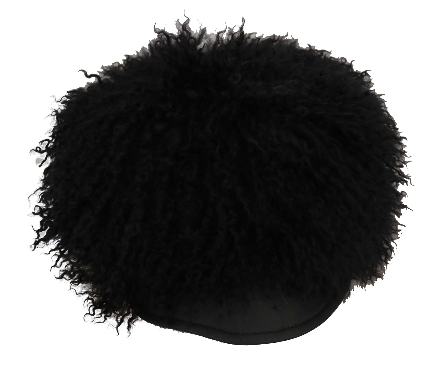 Chapeau Gatsby en fourrure d'agneau du Tibet et cuir noirs Dolce & Gabbana