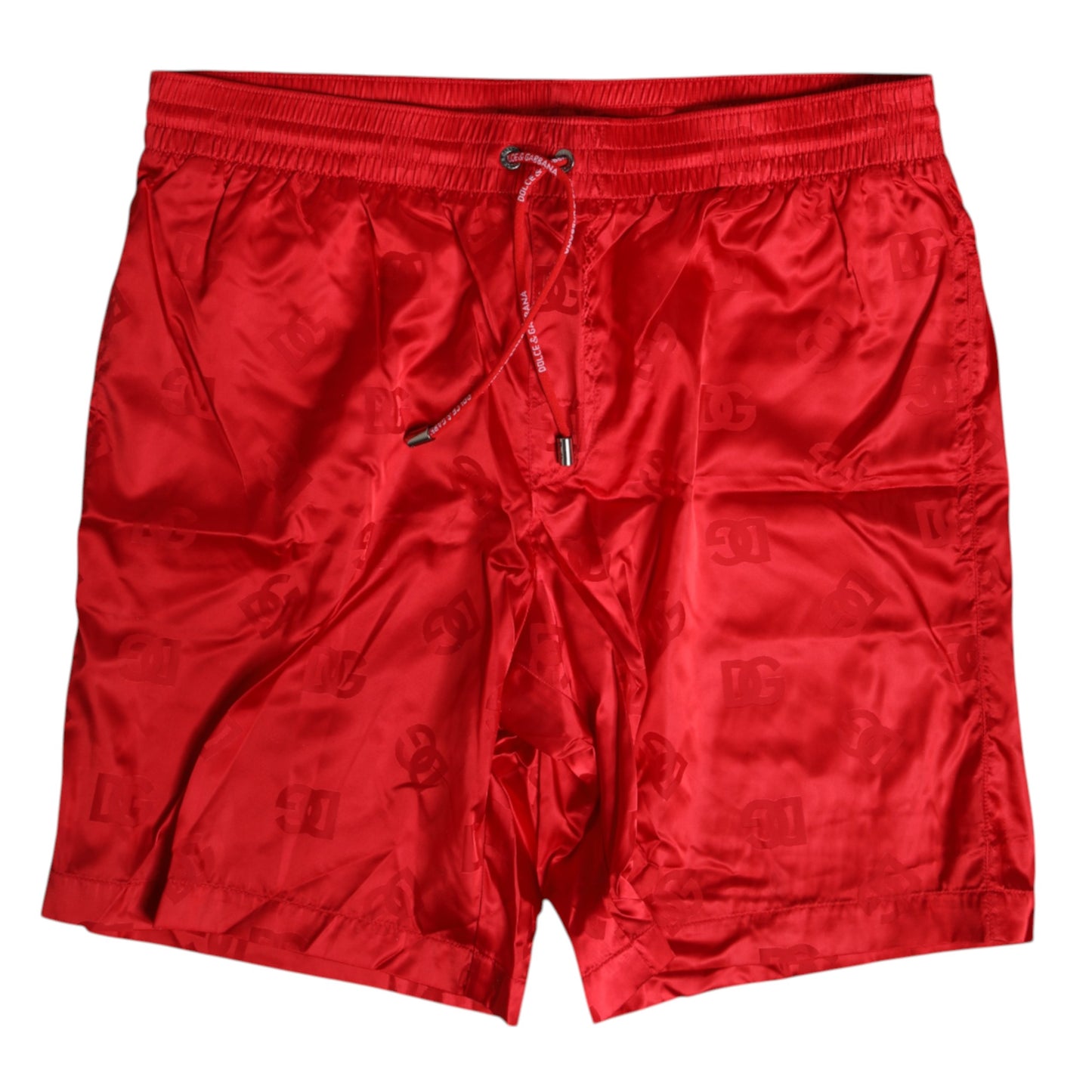 Dolce & Gabbana Pantalón Corto de Baño de Nylon Rojo con Cordón Ajustable