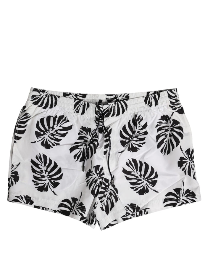 Dolce & Gabbana Bañador de playa blanco con estampado en negro