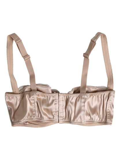 Dolce & Gabbana Biege Silk Underwired Balconette Bra Underwear