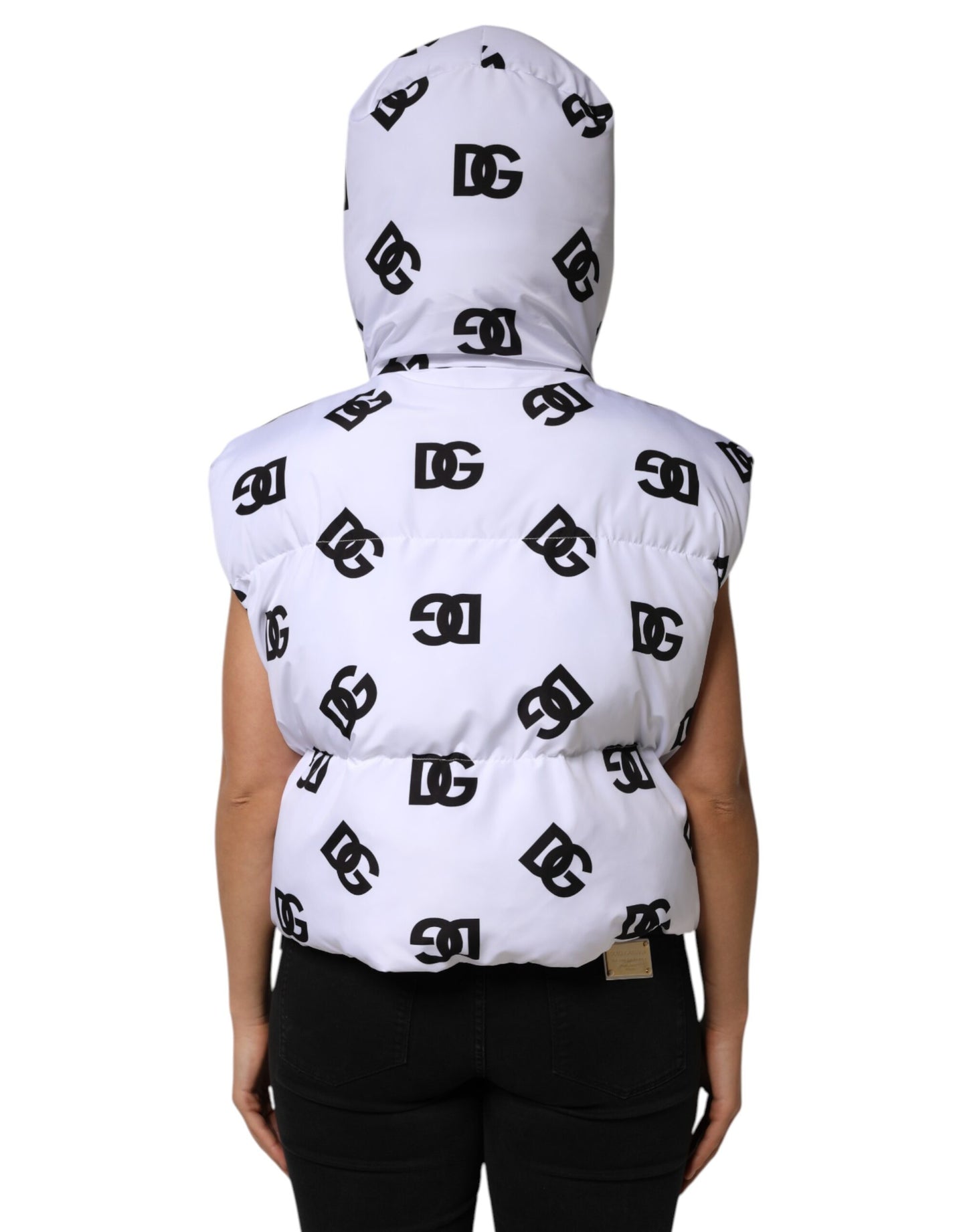 Chaqueta acolchada Dolce & Gabbana DG Mania de poliéster blanco y negro
