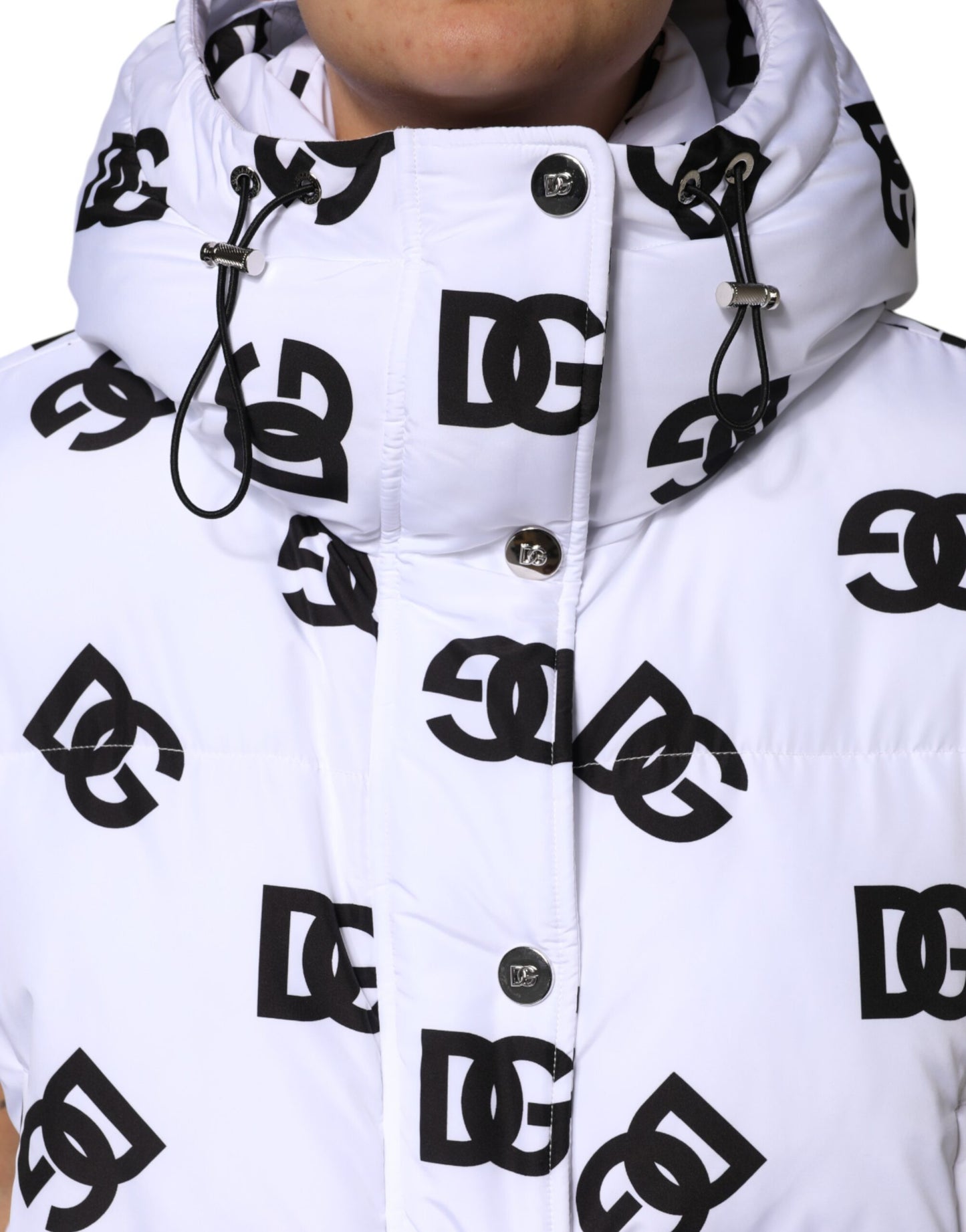 Chaqueta acolchada Dolce & Gabbana DG Mania de poliéster blanco y negro