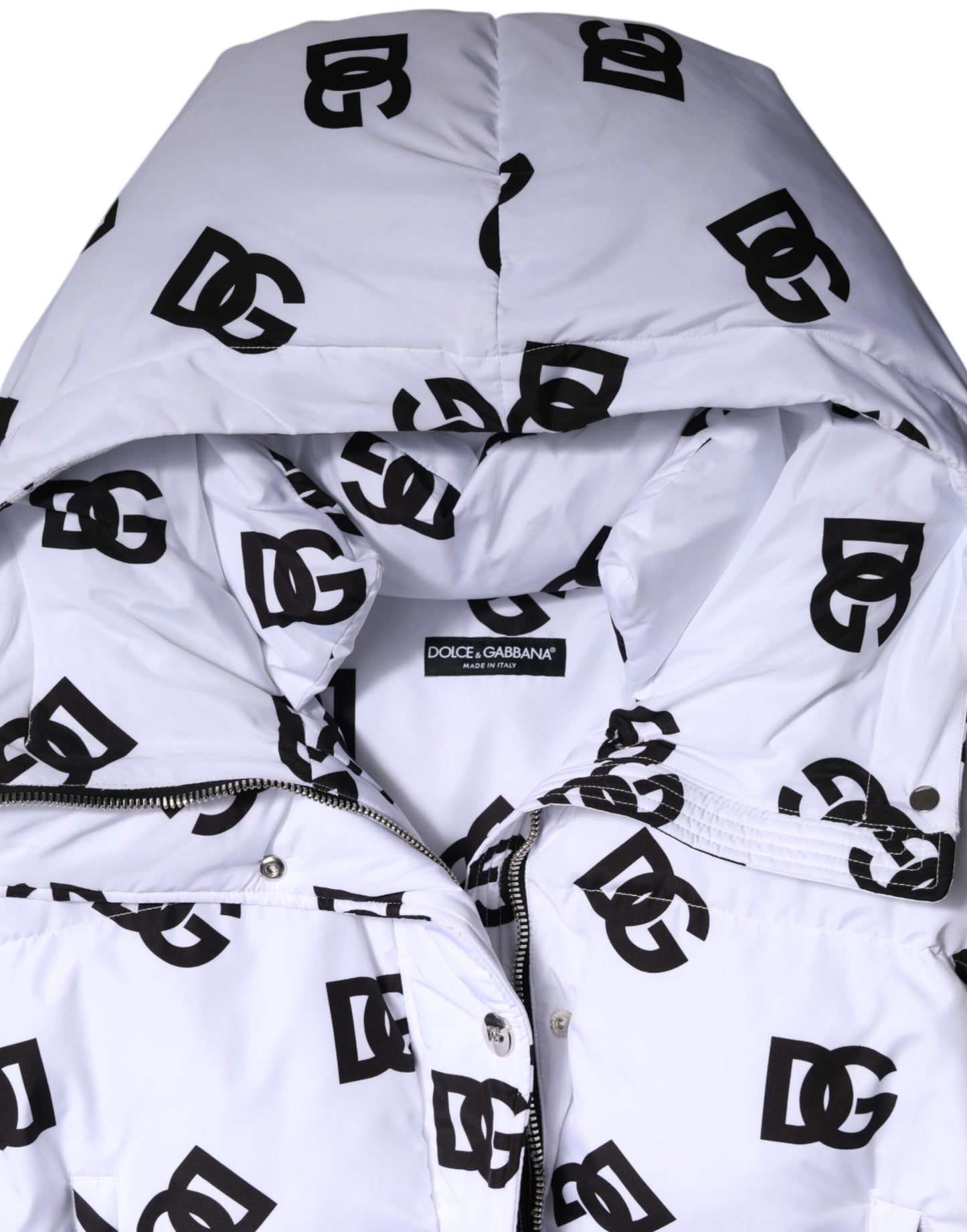 Chaqueta acolchada Dolce & Gabbana DG Mania de poliéster blanco y negro