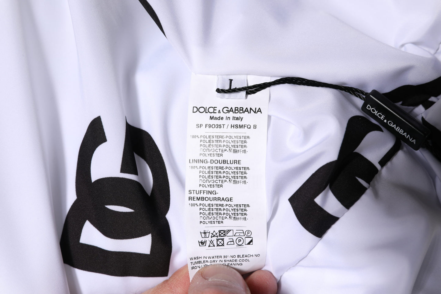 Chaqueta acolchada Dolce & Gabbana DG Mania de poliéster blanco y negro