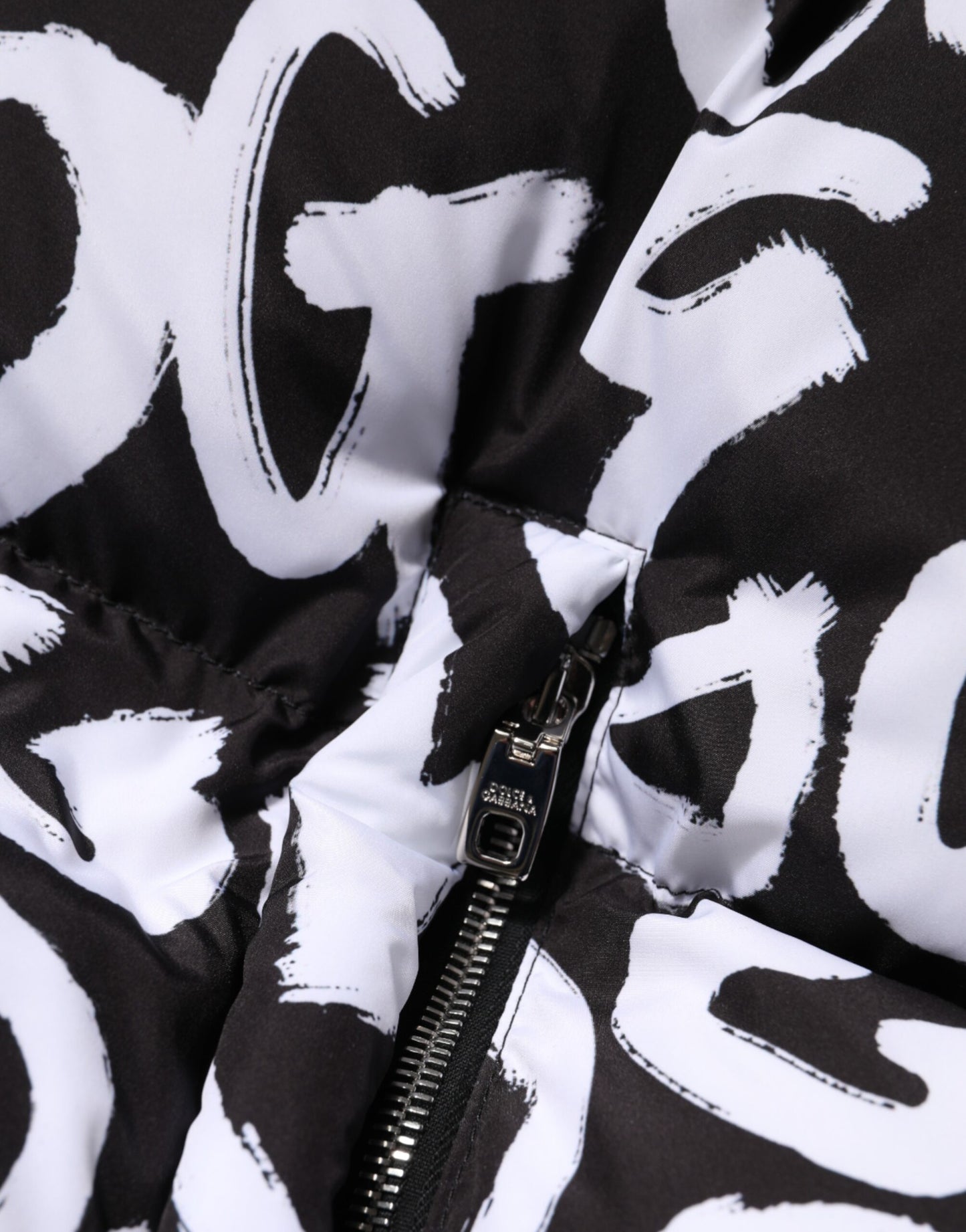 Dolce & Gabbana Black White DG Mania Hooded Long Coat Jacket