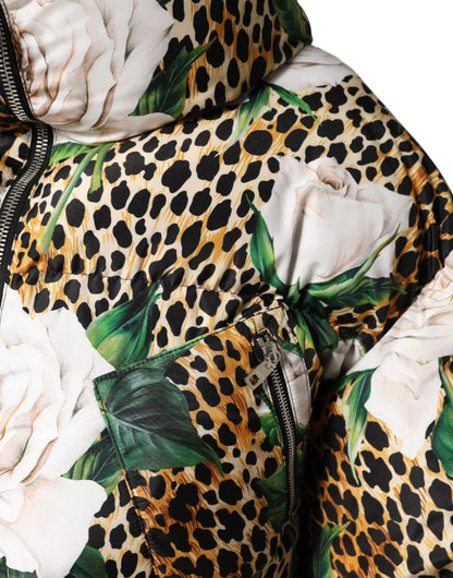 Chaqueta acolchada Multicolor Leopard Rose de Dolce & Gabbana