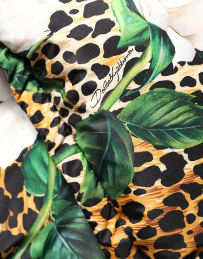 Chaqueta acolchada Multicolor Leopard Rose de Dolce & Gabbana