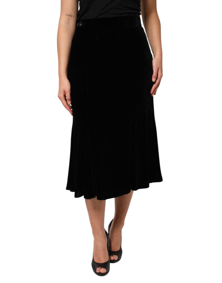 Falda midi acampanada de talle alto negra de Dolce & Gabbana