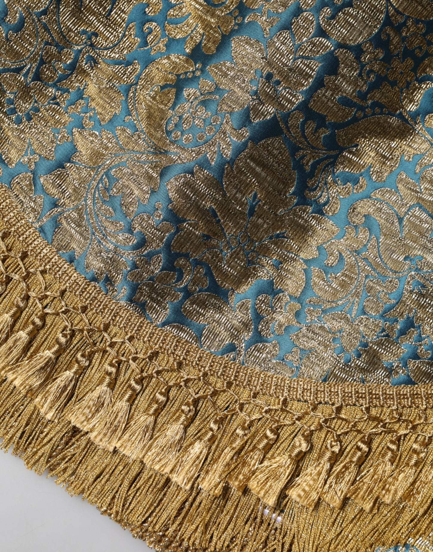 Mini-jupe à volants jacquard fleuri bleu Dolce & Gabbana