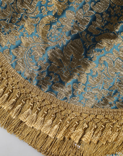 Mini-jupe à volants jacquard fleuri bleu Dolce & Gabbana