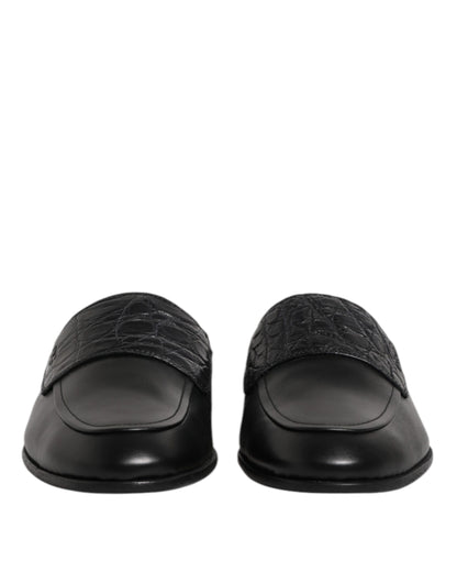 Zapatos Loafers Slip On de Piel de Becerro Negra Dolce & Gabbana