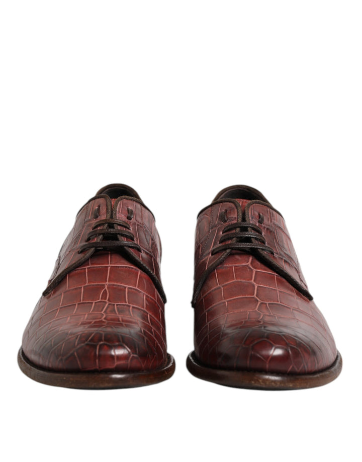 Zapatos de vestir tipo derby con cordones de cuero burdeos de Dolce & Gabbana
