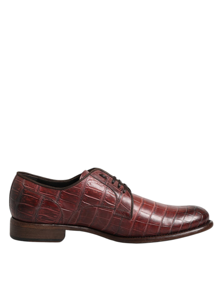 Zapatos de vestir tipo derby con cordones de cuero burdeos de Dolce & Gabbana