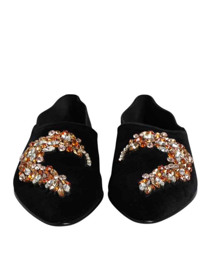 Zapatos sin cordones Dolce & Gabbana de terciopelo negro adornados